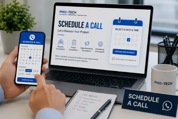 Schedule a Call with PMO-Tech for Business Consultation, Project Consultation, Digital Marketing Consultation and Engineering Consultation
