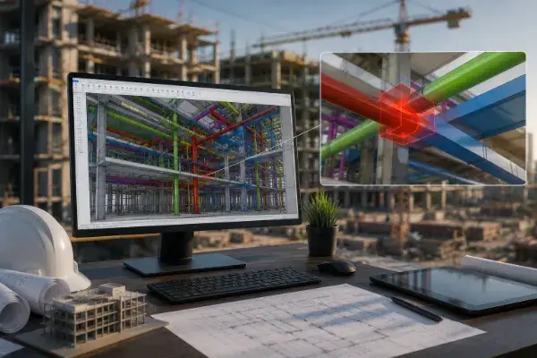 BIM coordination and clash detection review for construction project